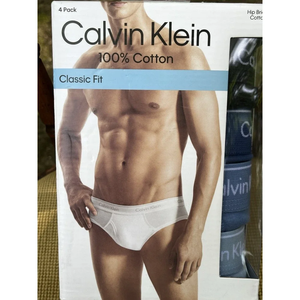 New CALVIN KLEIN Classic Fit 100% Cotton HIP BRIEFS 4-PACK Mens Small Underwear